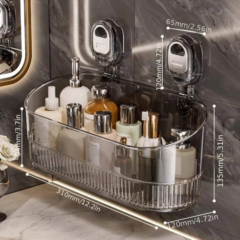 No-Drill Suction Bathroom Shelf – Strong Hold Shower Storage Rack | Easy Install, No Damage