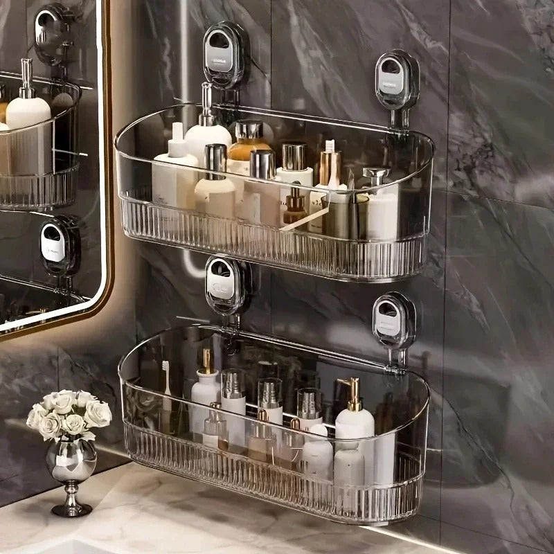 No-Drill Suction Bathroom Shelf – Strong Hold Shower Storage Rack | Easy Install, No Damage