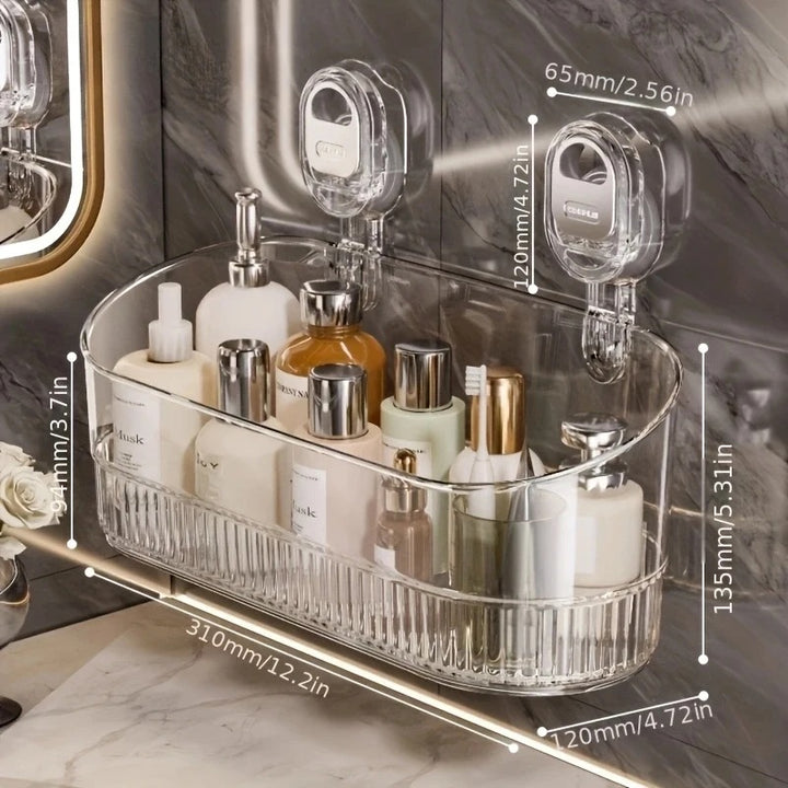 No-Drill Suction Bathroom Shelf – Strong Hold Shower Storage Rack | Easy Install, No Damage