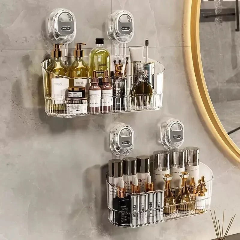 No-Drill Suction Bathroom Shelf – Strong Hold Shower Storage Rack | Easy Install, No Damage