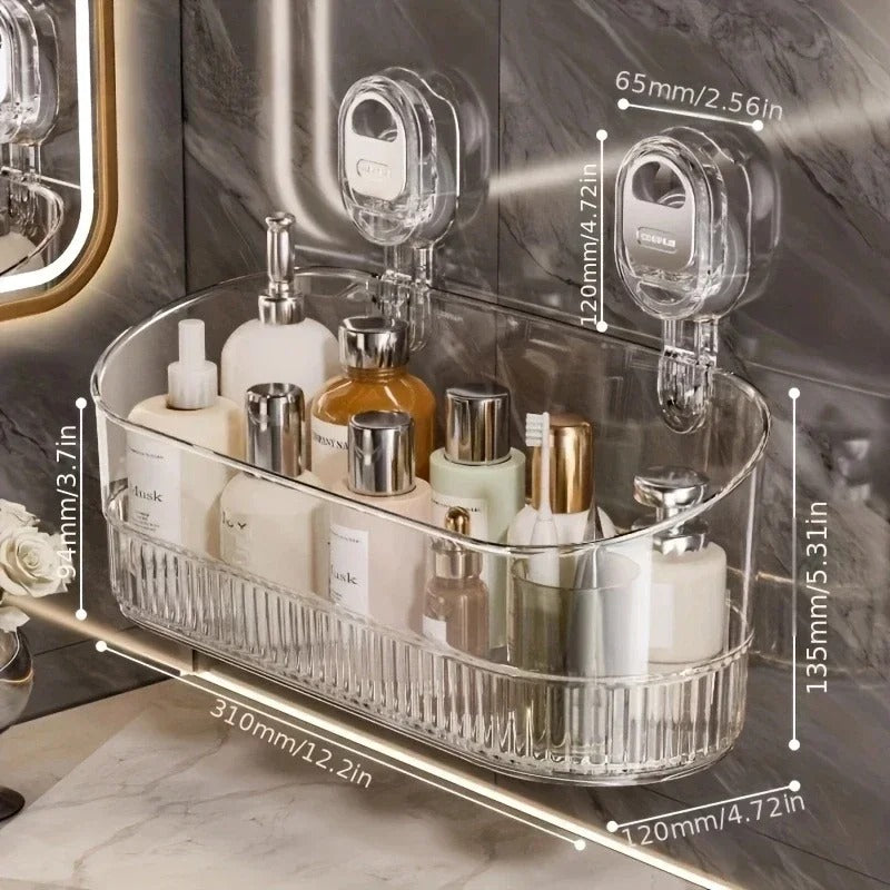 No-Drill Suction Bathroom Shelf – Strong Hold Shower Storage Rack | Easy Install, No Damage