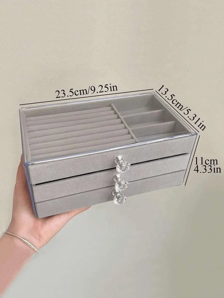 3 Layers Jewellery Box – Elegant Organizer for Rings, Earrings & Necklaces | Luxury Gift for Women