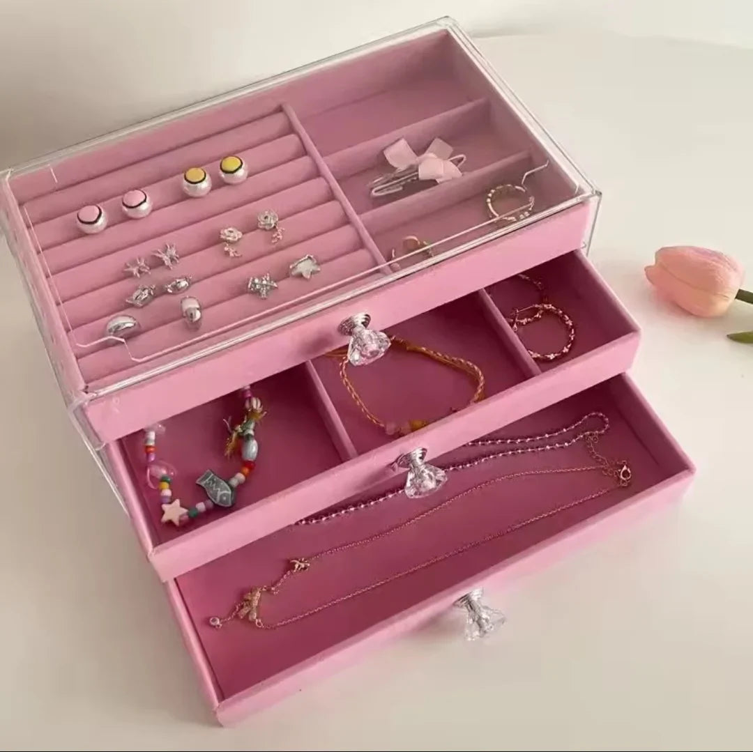 3 Layers Jewellery Box – Elegant Organizer for Rings, Earrings & Necklaces | Luxury Gift for Women