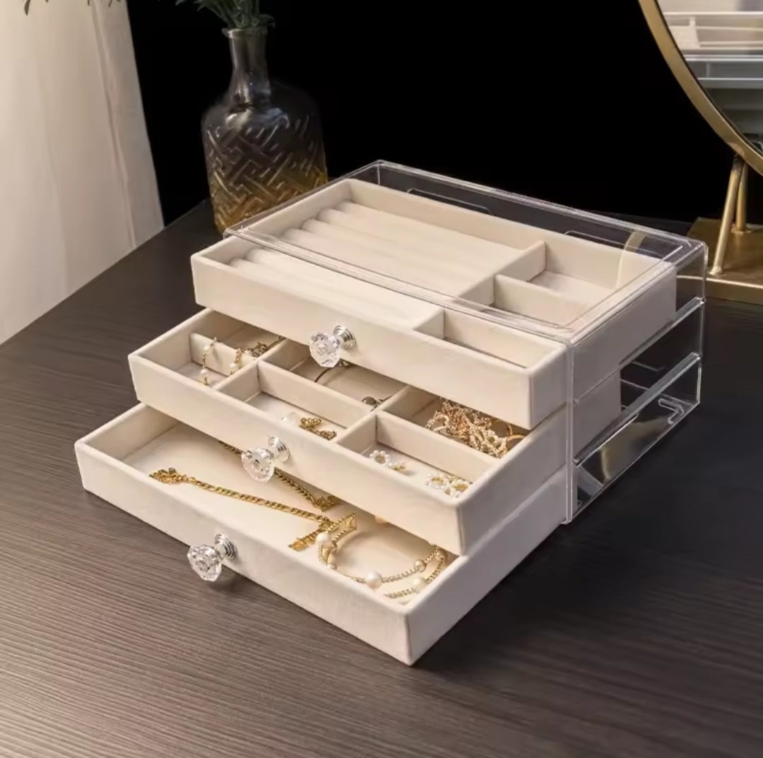 Stylish 3 layers jewelry box for modern women